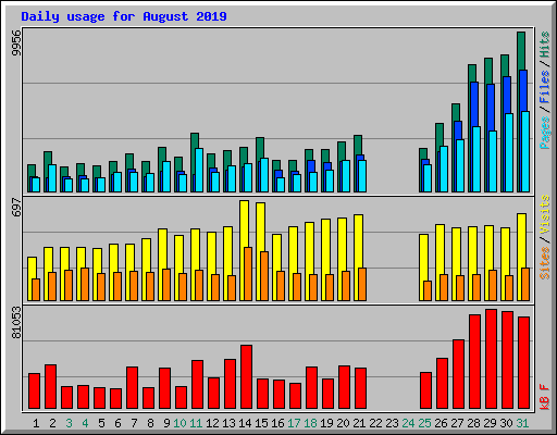 Daily usage for August 2019
