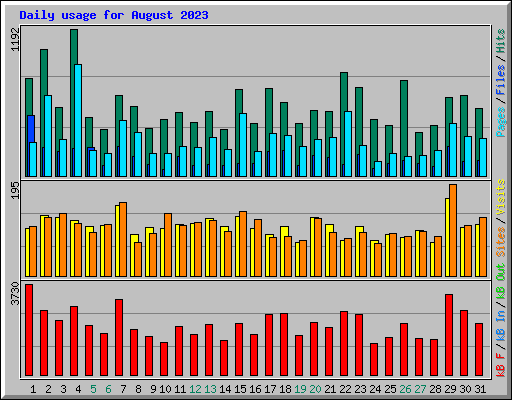 Daily usage for August 2023