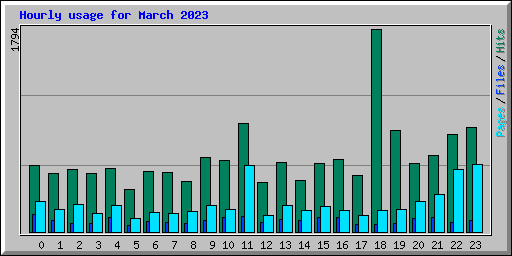 Hourly usage for March 2023